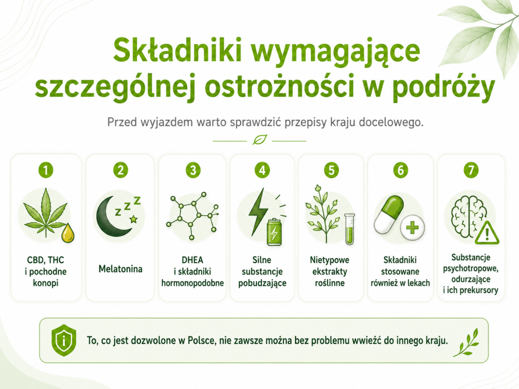 Składniki wymagające szczególnej ostrożności w podróży